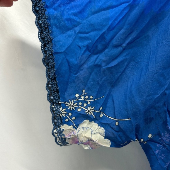 Johnny Was Boho Cropped Top & Tura Wrapped Pant Set Blue Floral NWT Size L - Picture 14 of 16